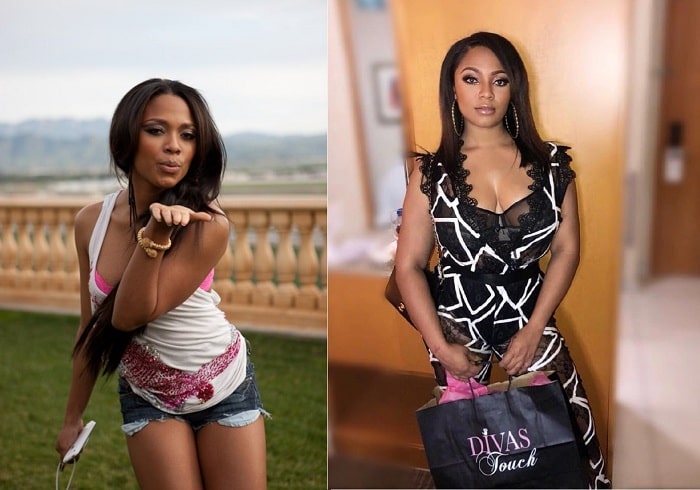 A picture of Teairra Mari before and after plastic surgery.